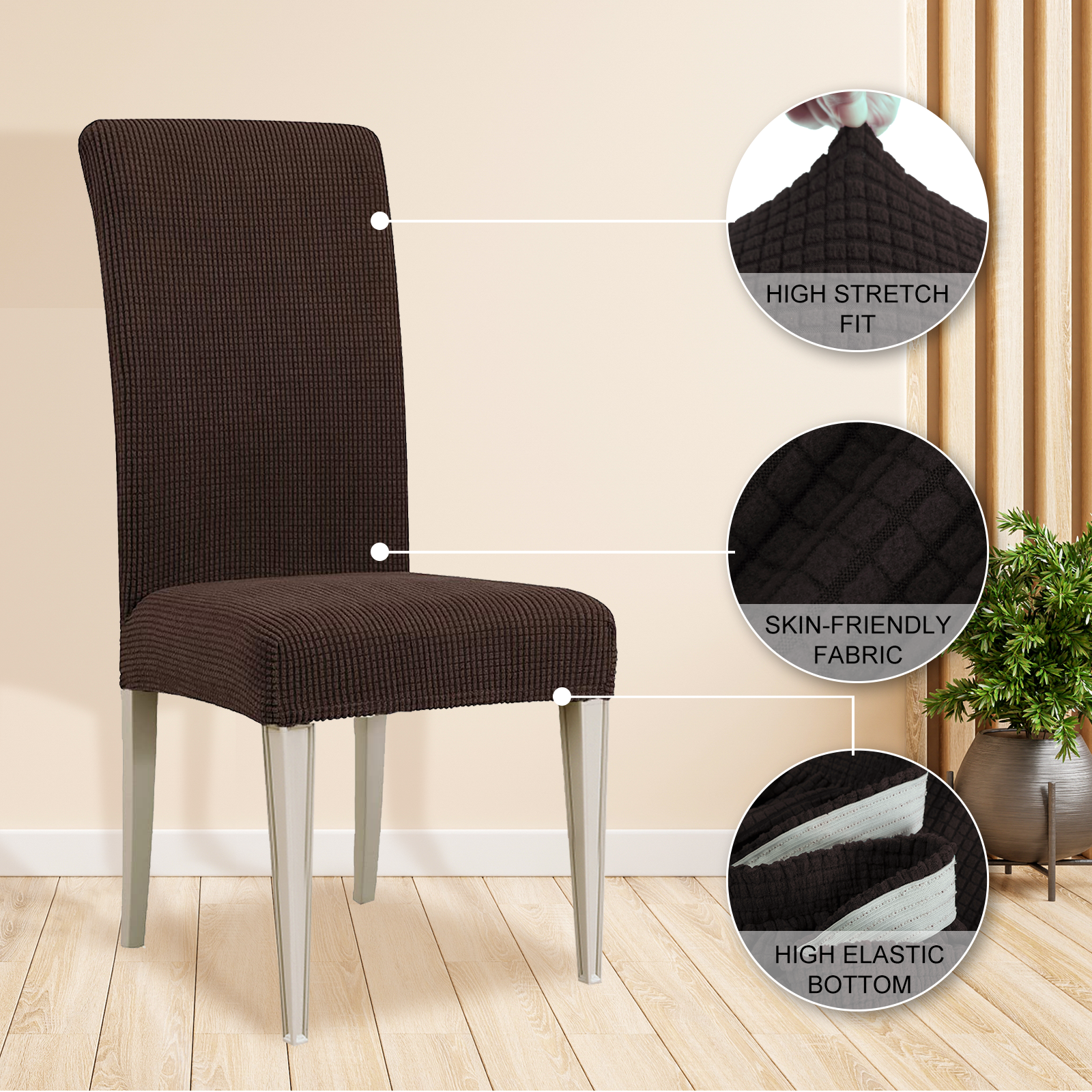 YSTYLE 6 Pieces Stretch Dining Chair Covers Jacquard Pattern