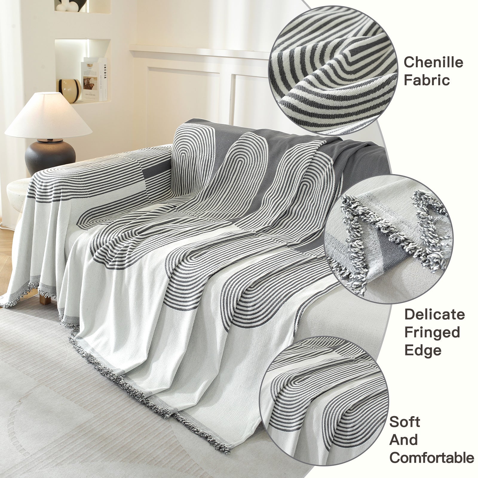 YSTYLE lavable 2 Seater canapé couverture Throw 180x280CM Soft