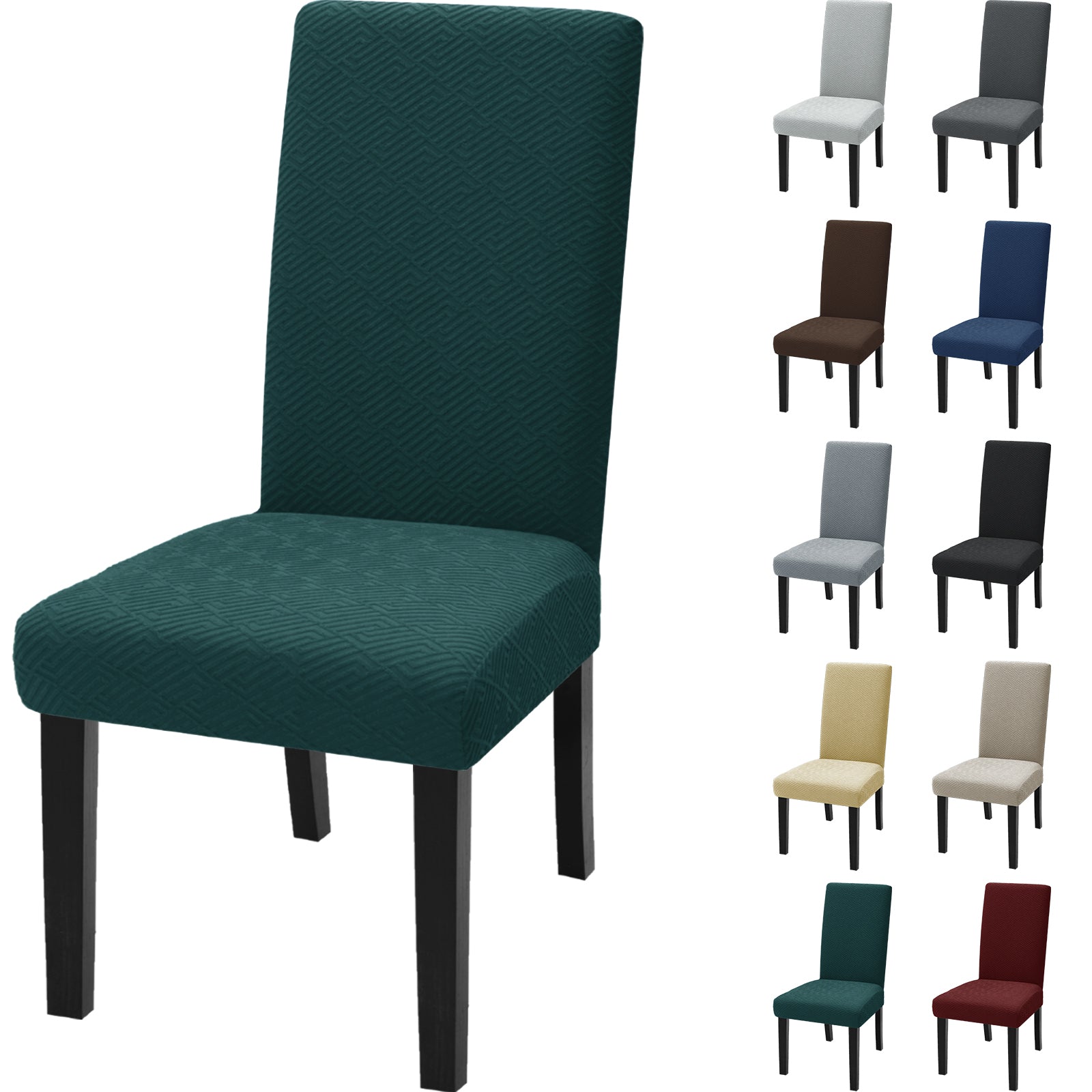 Cubiertas de Silla Estirables YSTYLE - 4 Piezas, Ajuste Universal, Anti-Rayado, Lavables, Estilo Moderno - Espalda Jacquard