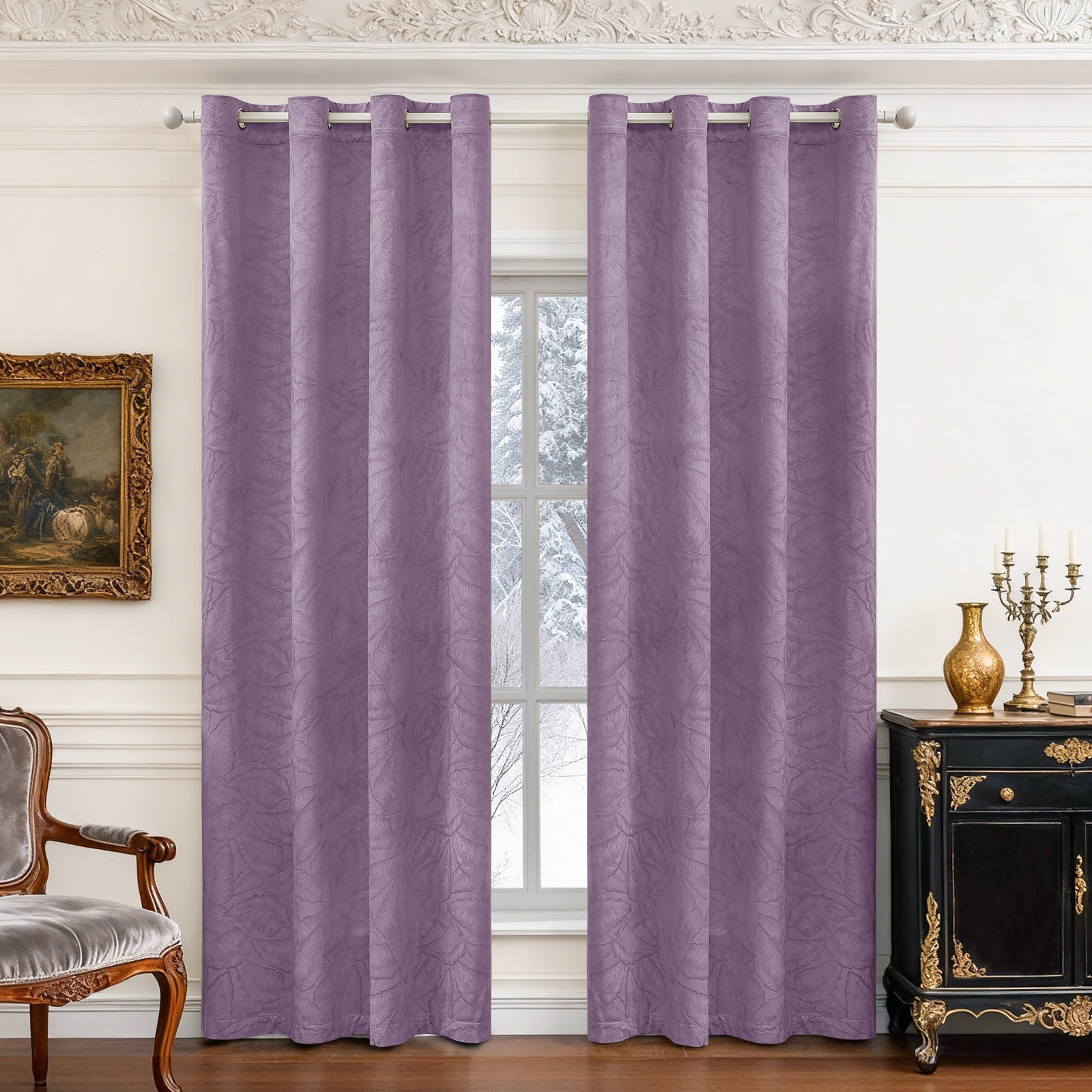 2 Pieces rideaux opacifiants with Stainless Steel Eyelets thermique Polyester Panels