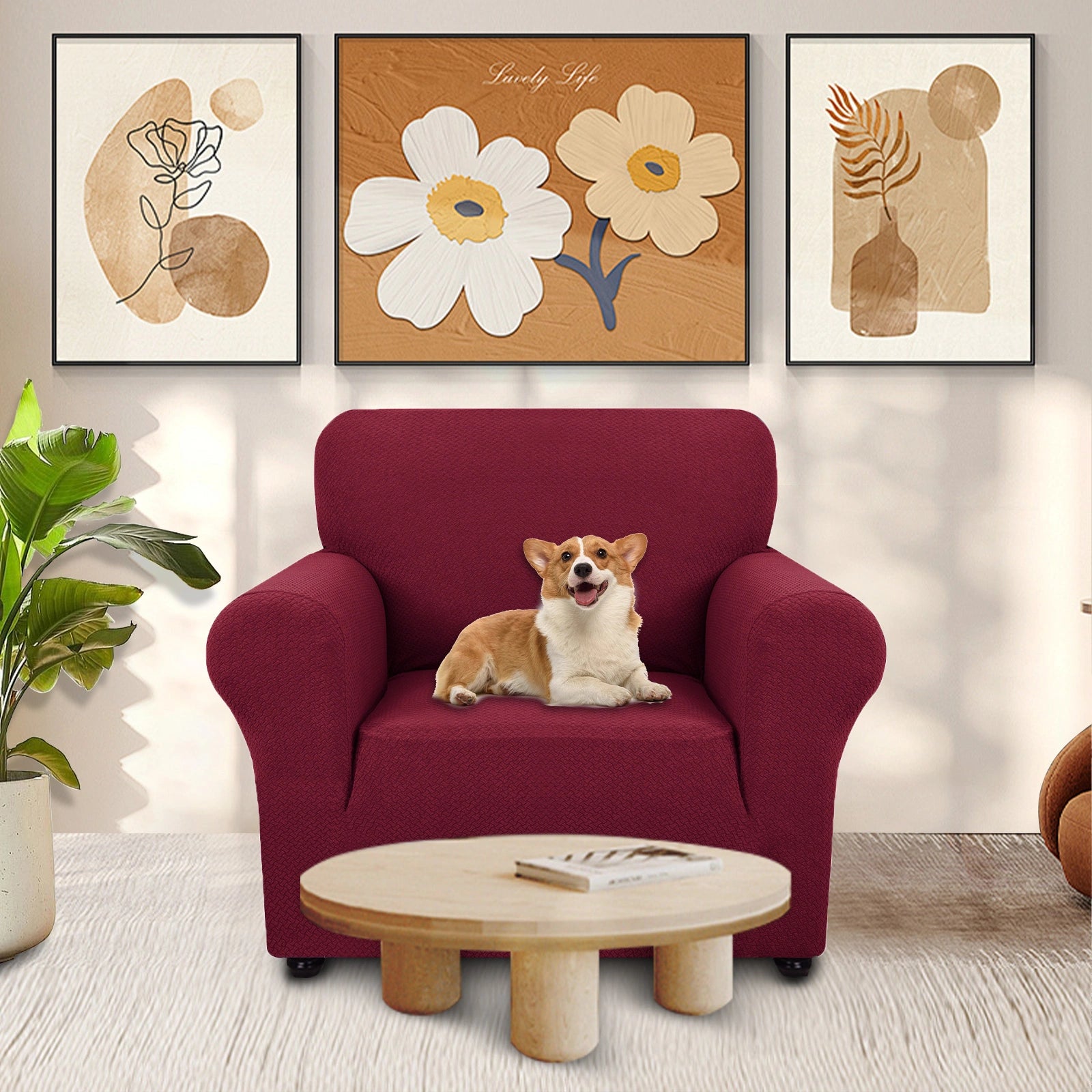 YSTYLE Cubierta de Sofá para 1 Asiento – Jacquard Elástico, Antideslizante, A prueba de Gatos, Lavable, Cubierta Completa-Enlace 