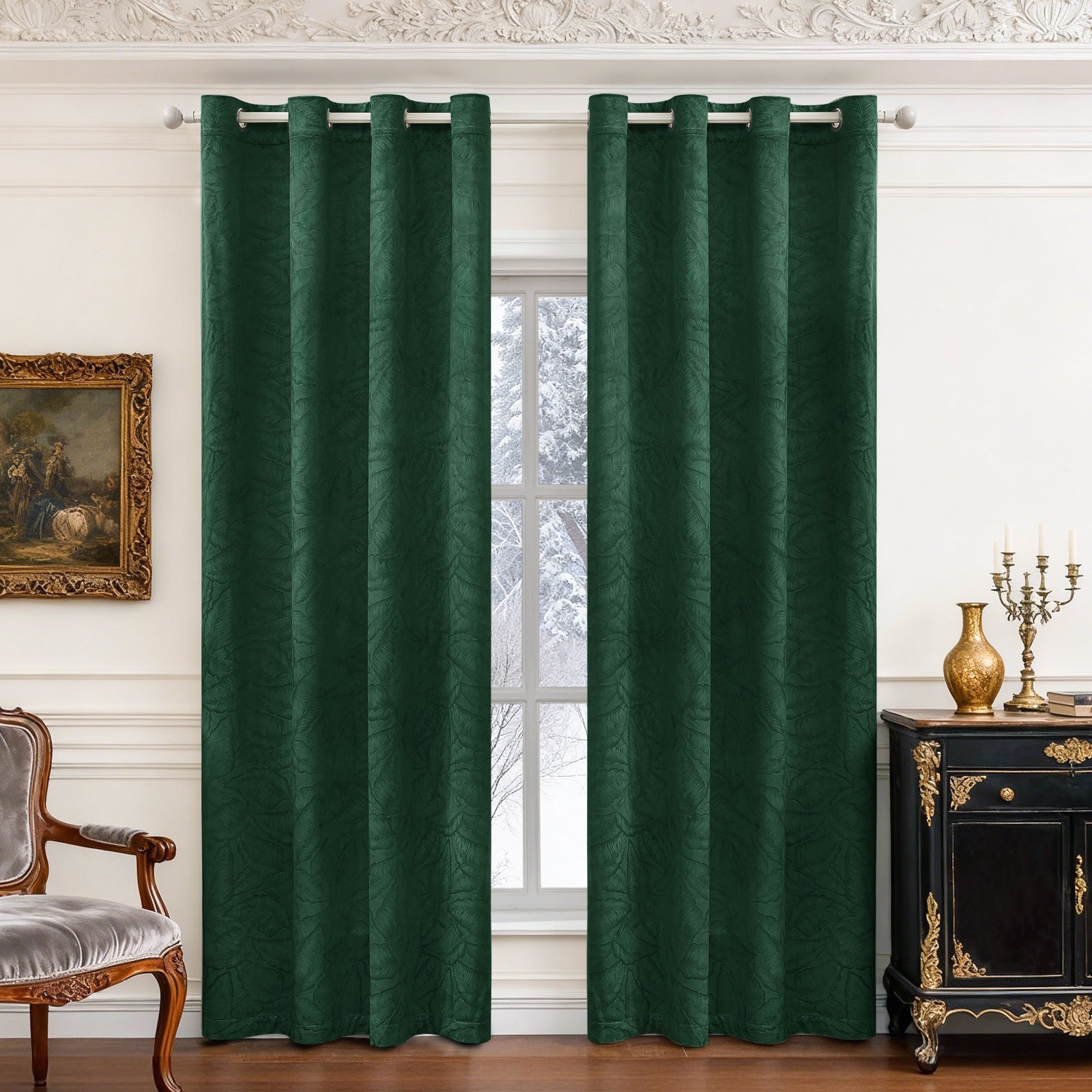 2 Pieces rideaux opacifiants with Stainless Steel Eyelets thermique Polyester Panels