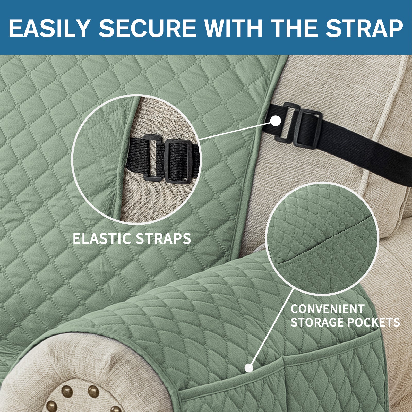 Copertura per divano impermeabile YSTYLE per 3 posti con braccioli, antiscivolo