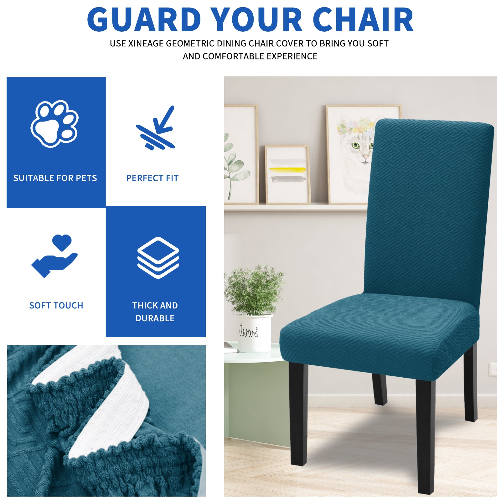 YSTYLE Lot de 4 Housses de Chaise Extensibles Avec Dossier Tissu Doux