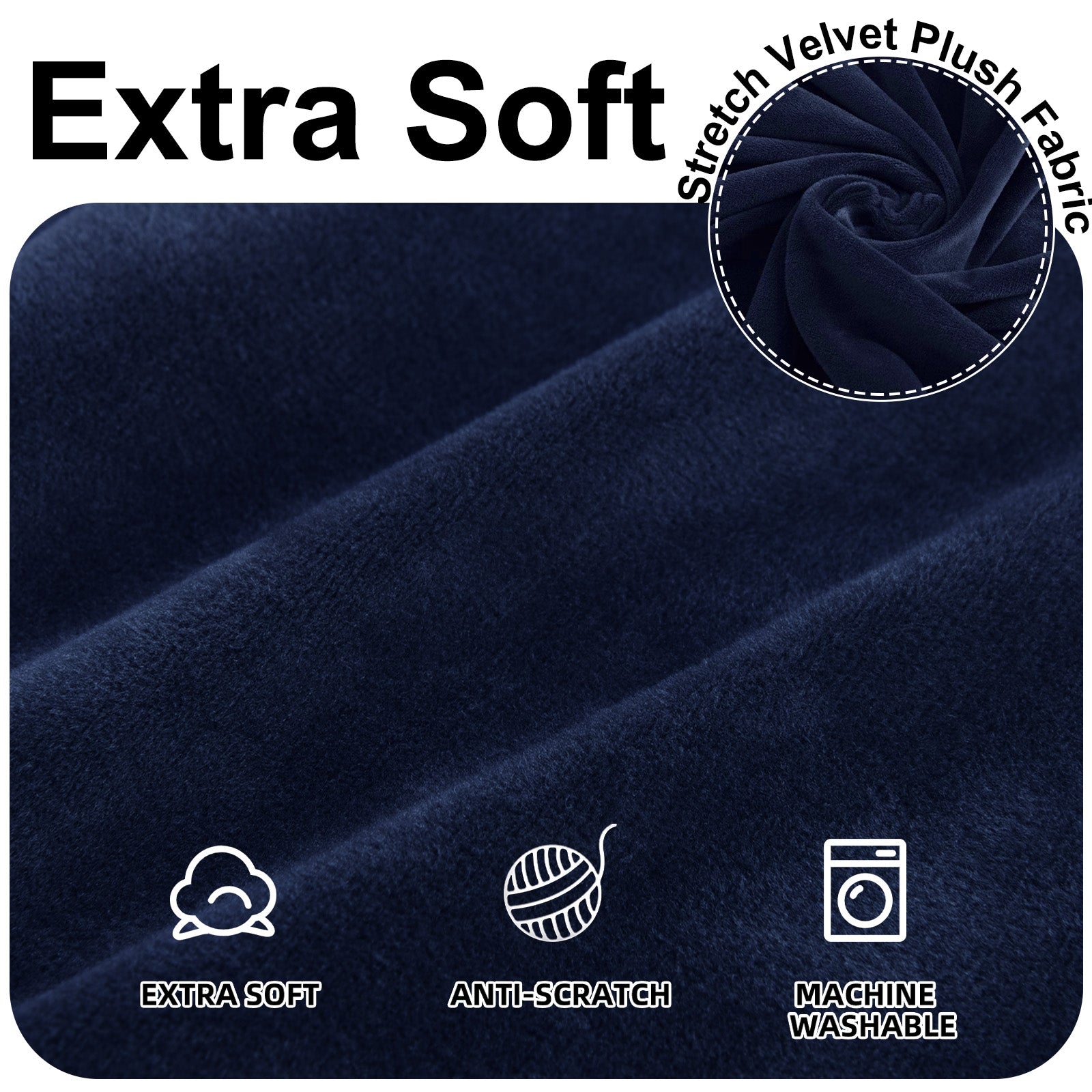 YSTYLE Velvet Cubierta de Sofá para 3 Personas – Ajuste Elástico, Anti-Rasguño, Amigable con Mascotas, Antideslizante, Lavable 