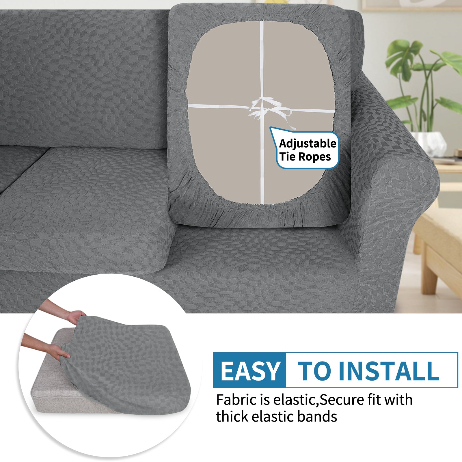 Housse de siège de canapé extensible YSTYLE 1 place géométrique anti-dérapant