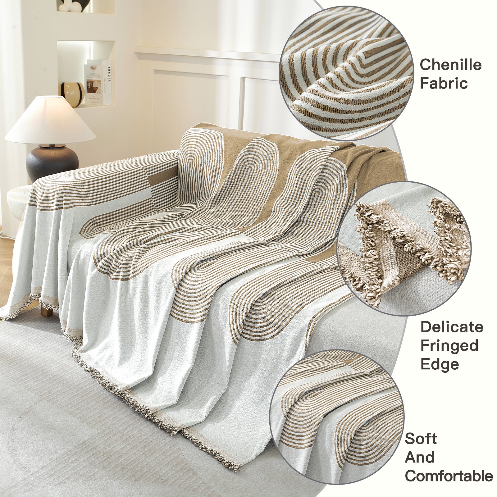 YSTYLE lavable couverture de canapé 4 places Throw 180x380CM Soft