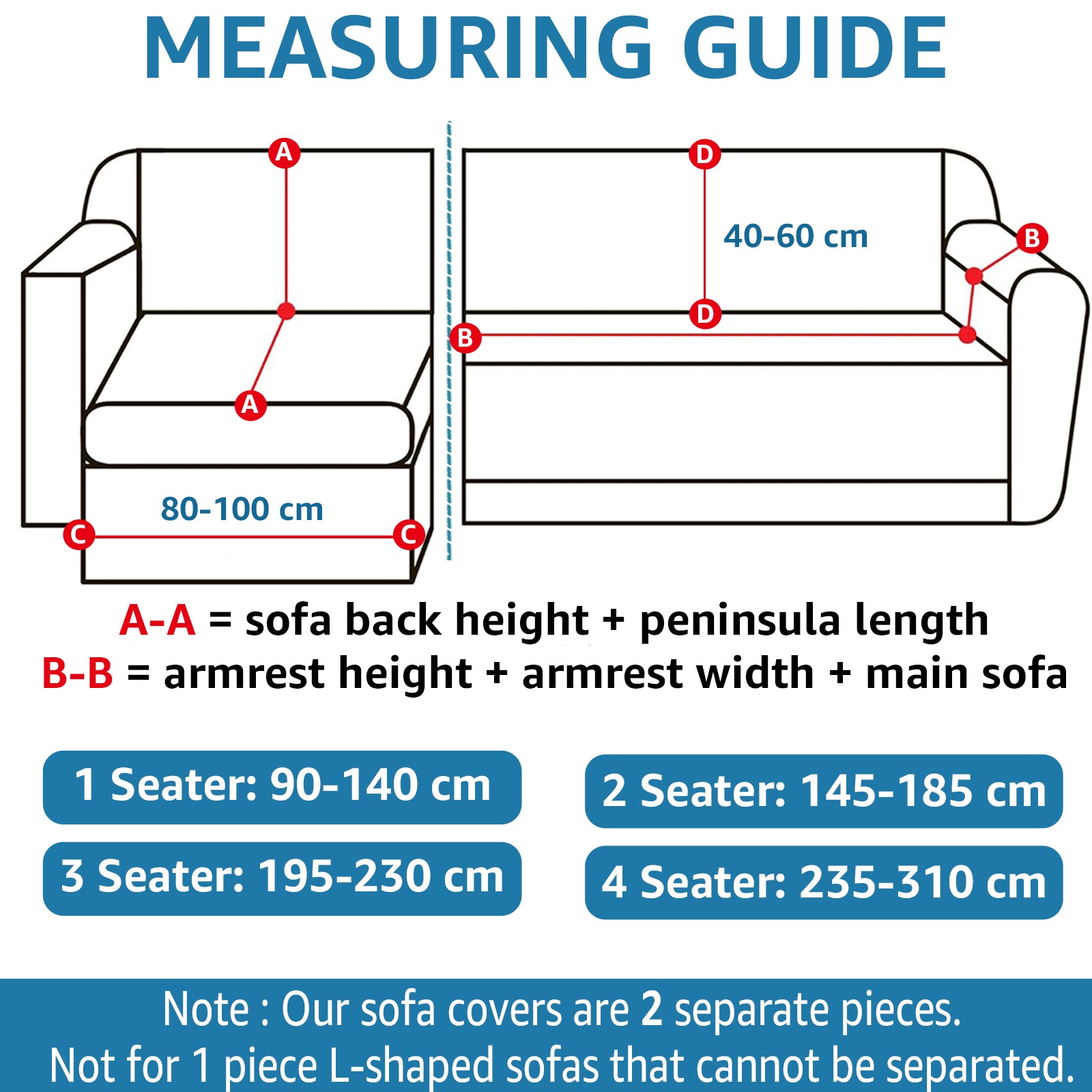 YSTYLE 2 pezzi copertura elastica per divano angolare, 2+2 posti a forma di L
